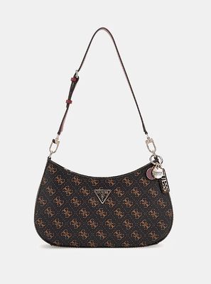 GUESS Borsa a spalla noelle 4g logo marrone