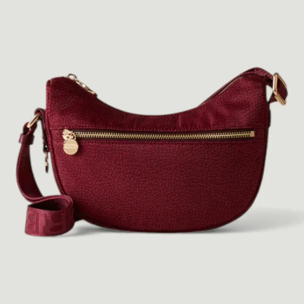 Borbonese Hobo LUNA BAG MINI Tracolla di Tessuto Riciclato OP Merlot Borbonese Hobo LUNA BAG MINI Tracolla di Tessuto Riciclato OP Merlot