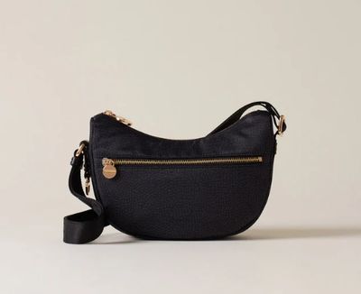 BORBONESE HOBO LUNA MINI Tracolla di Tessuto Riciclato OP Black
