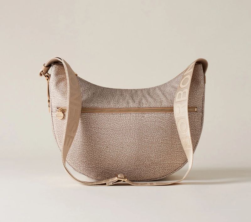 BORBONESE LUNA BAG MIDDLE di Tessuto Riciclato Op Sabbia