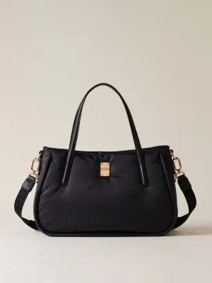 BORBONESE CAHIER SHOPPER MEDIUM Borsa a Mano di Tessuto Riciclato OP Dark Black BORBONESE CAHIER SHOPPER MEDIUM Borsa a Mano di Tessuto Riciclato OP Dark Black