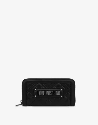 Love Moschino Portafoglio zip around Quilted nero argento