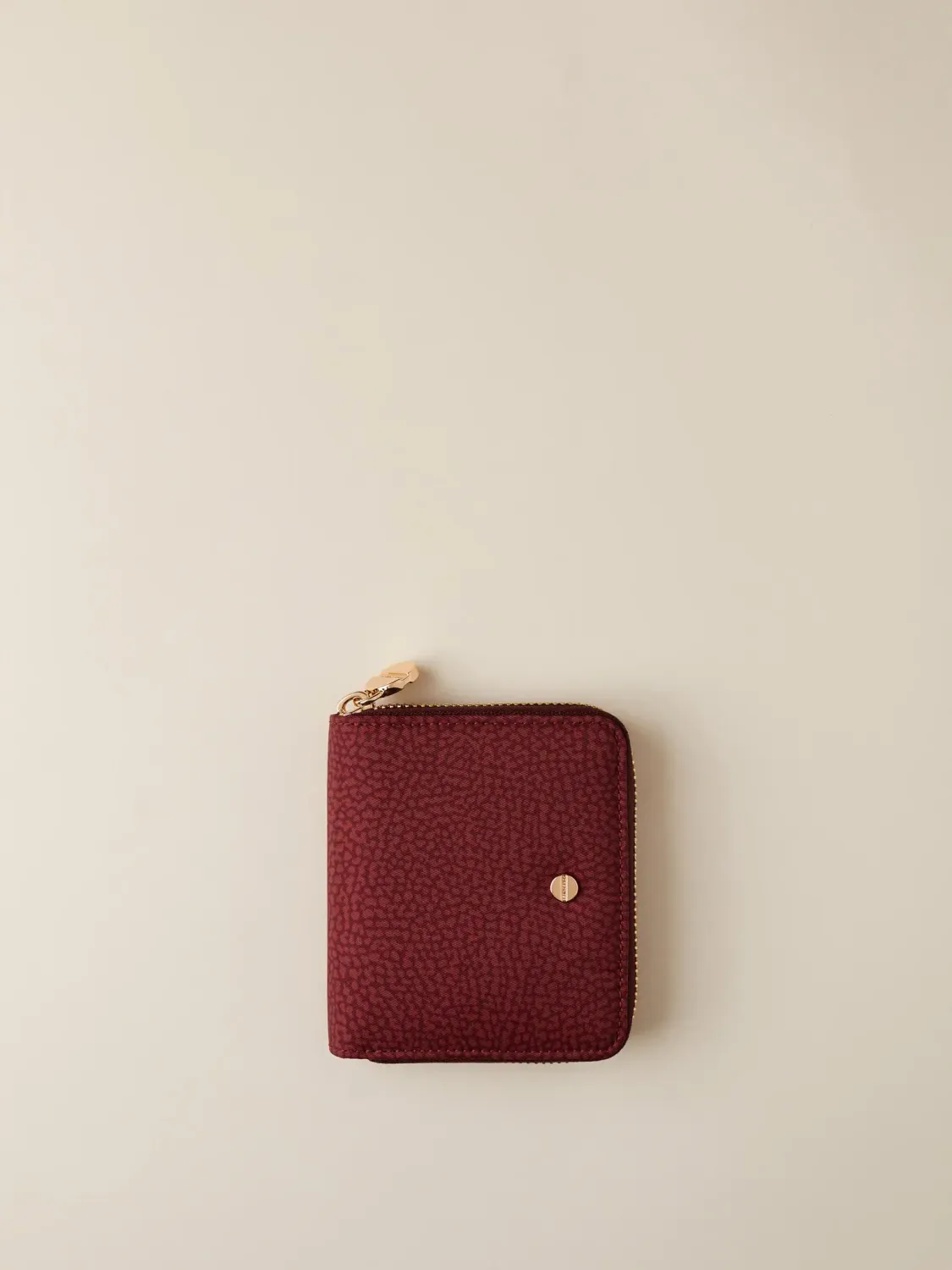 BORBONESE PORTAFOGLIO MEDIUM Zip Around di Tessuto Riciclato OP e Pelle MERLOT BORBONESE PORTAFOGLIO MEDIUM Zip Around di Tessuto Riciclato OP e Pelle MERLOT