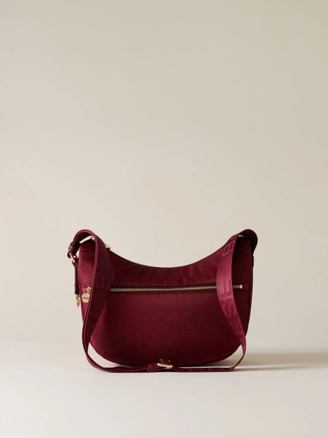 BORBONESE LUNA BAG SMALL Hobo di Tessuto Riciclato Op MERLOT BORBONESE LUNA BAG SMALL Hobo di Tessuto Riciclato Op MERLOT