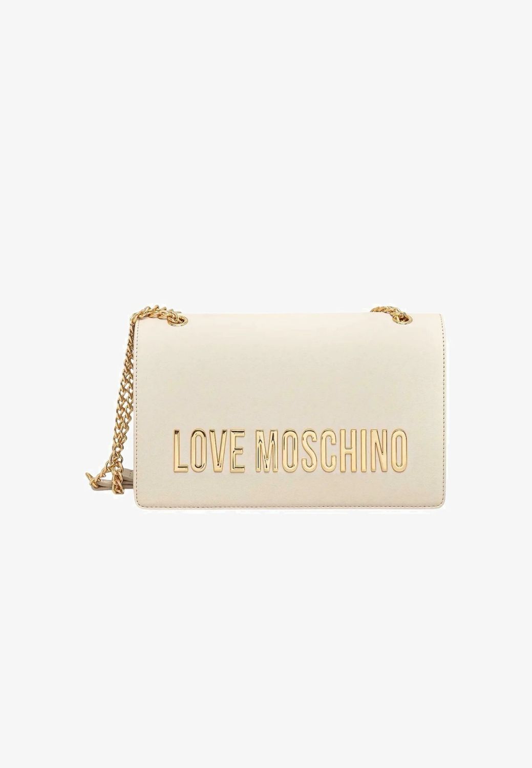 Love Moschino Borsa con catena doppia portabilità Lettering Avorio