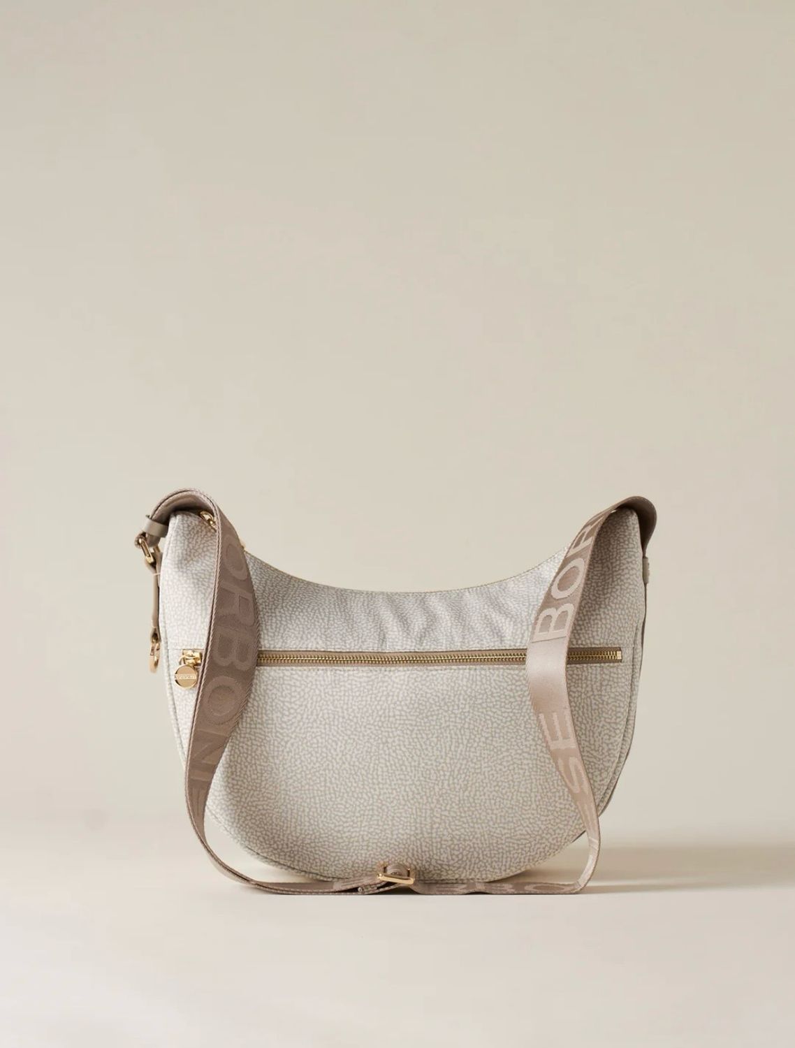 BORBONESE LUNA BAG MIDDLE di Tessuto Riciclato Op White Cotton