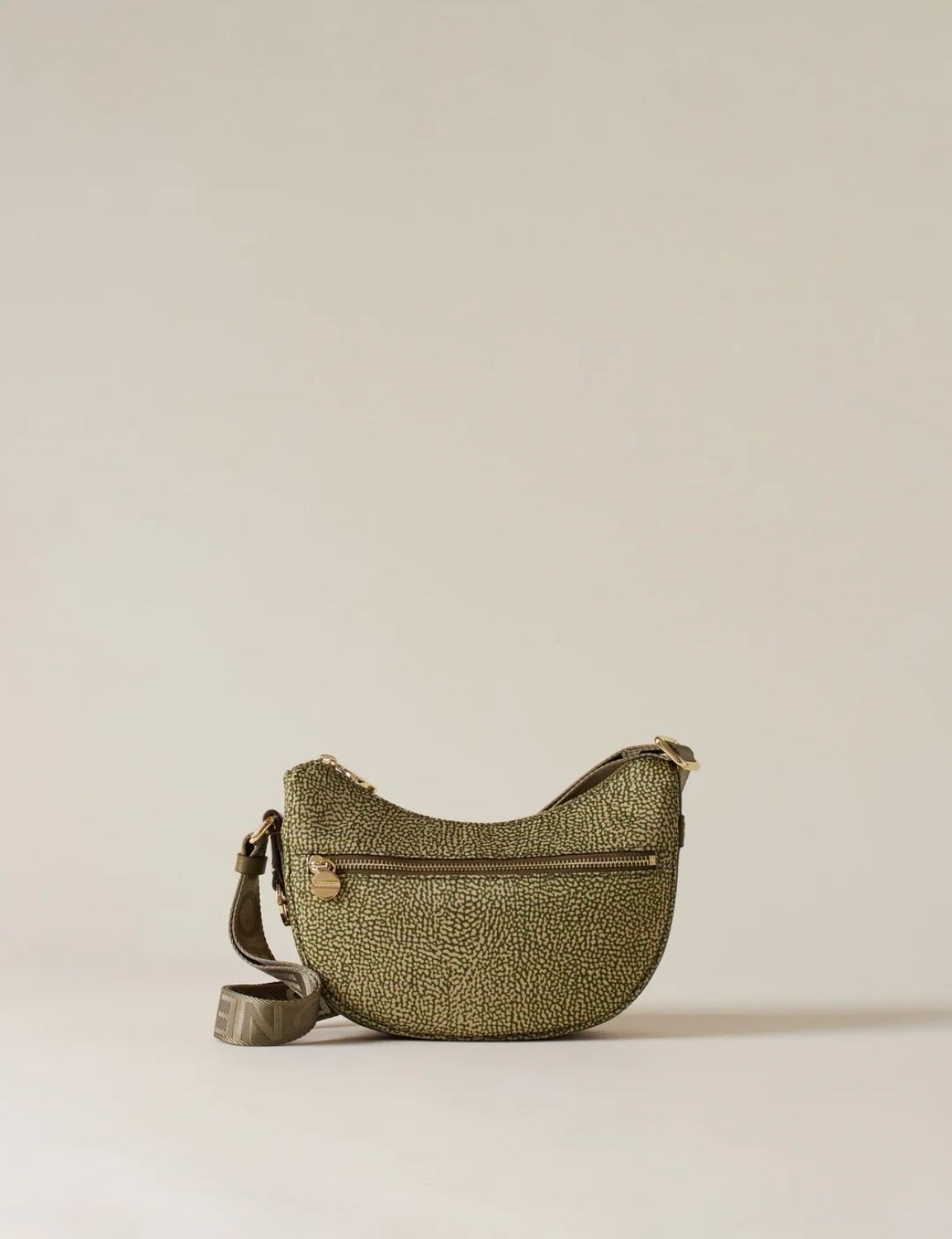 BORBONESE HOBO LUNA MINI Tracolla di Tessuto Riciclato OP Olive