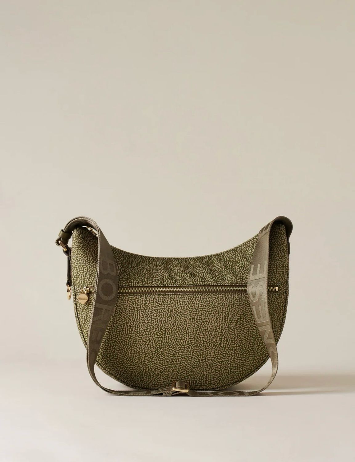 BORBONESE LUNA BAG MIDDLE di Tessuto Riciclato Op Olive