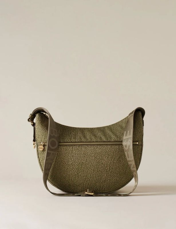 BORBONESE LUNA BAG MIDDLE di Tessuto Riciclato Op Olive