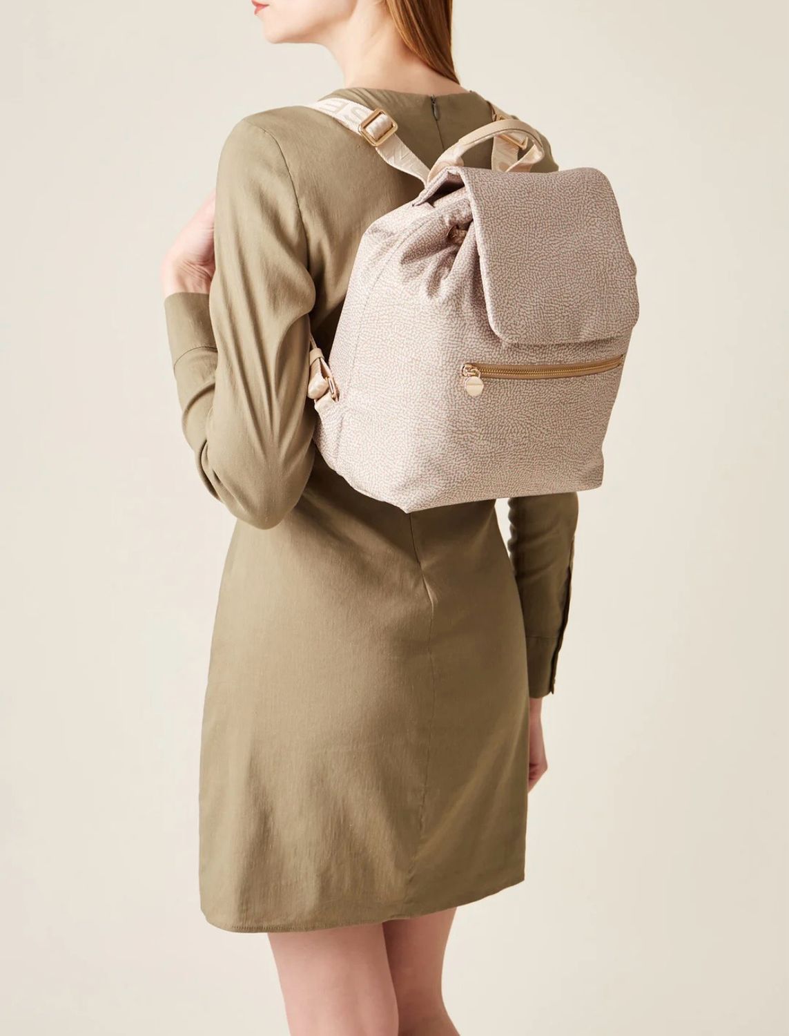 BORBONESE ZAINO MEDIUM Borbonese OP Sabbia Sand BORBONESE ZAINO MEDIUM Borbonese OP Sabbia Sand