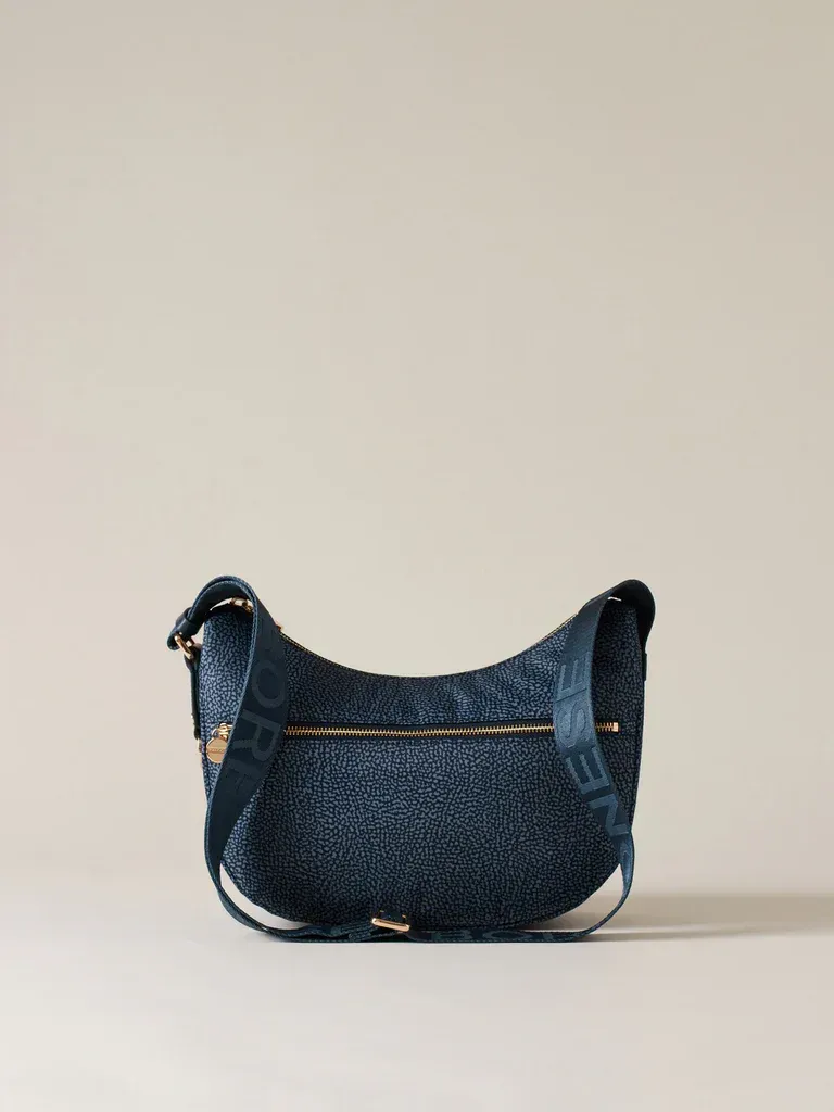 BORBONESE LUNA BAG SMALL Hobo di Tessuto Riciclato Op Denim BORBONESE LUNA BAG SMALL Hobo di Tessuto Riciclato Op Denim
