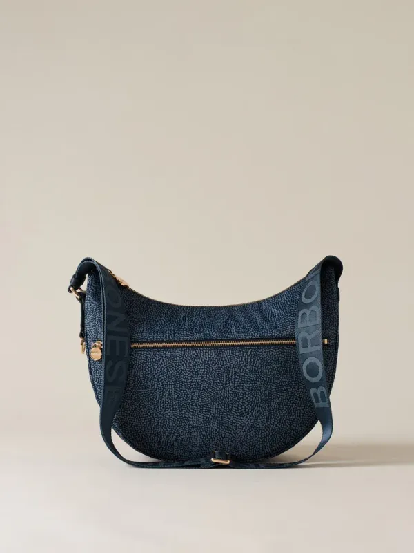 BORBONESE LUNA BAG MIDDLE di Tessuto Riciclato Denim BORBONESE LUNA BAG MIDDLE di Tessuto Riciclato Denim