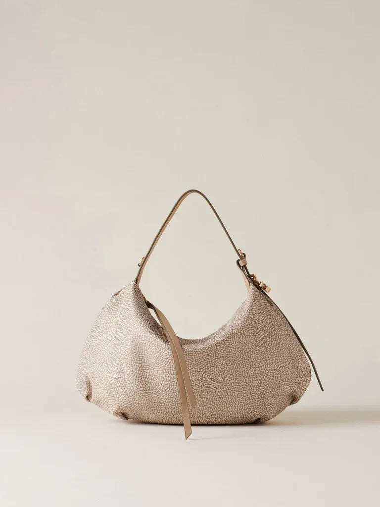 Borsa Hobo bag Borbonese Prive Small op Sand