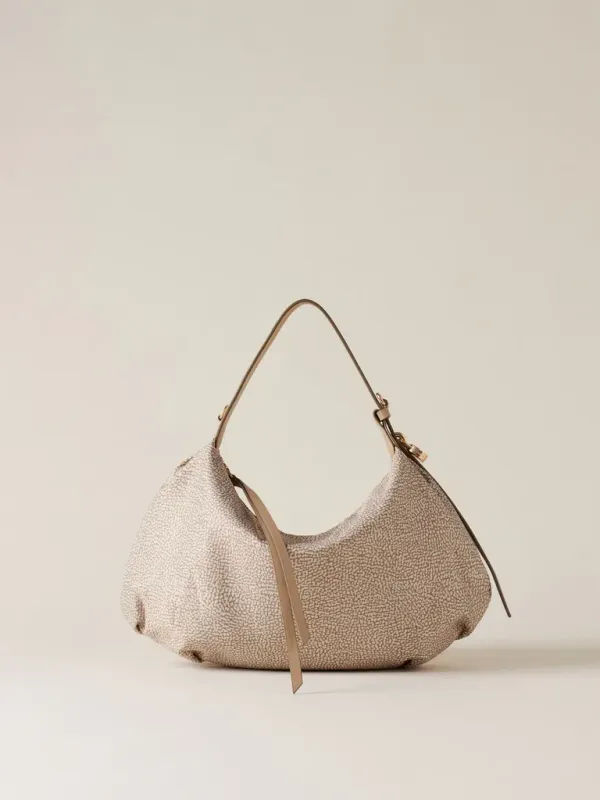 Borsa Hobo bag Borbonese Prive Small op Sand Borsa Hobo bag Borbonese Prive Small op Sand