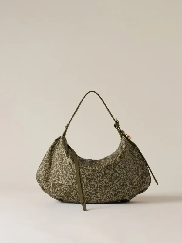 Borsa Hobo bag Borbonese Prive Small op Olive Borsa Hobo bag Borbonese Prive Small op Olive