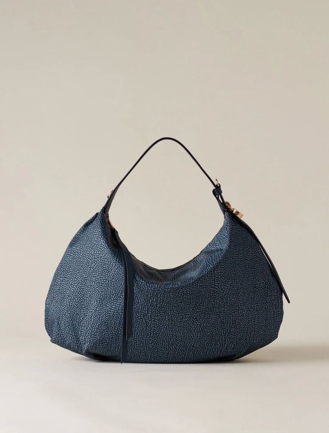 Borsa Hobo bag Borbonese Prive Medium Op Blu Lapis