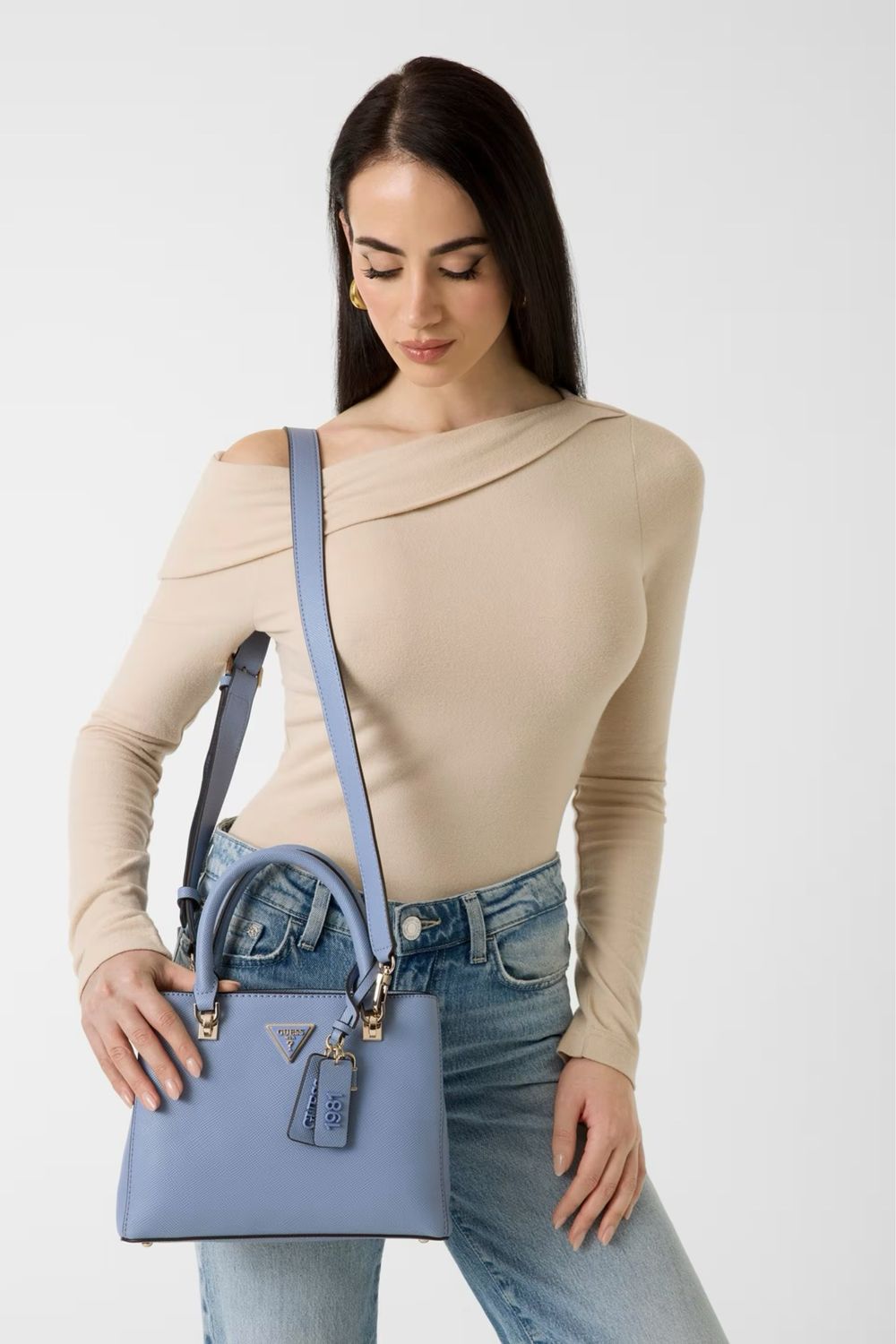 Borsa a mano Guess Noelle saffiano