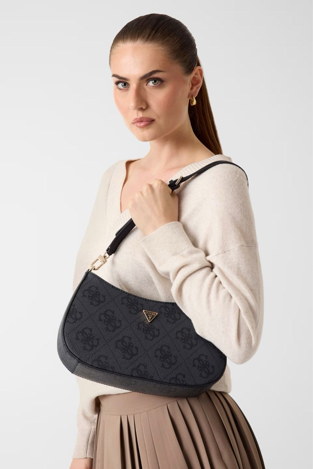 GUESS Borsa a spalla noelle Maxi Logo coal nero