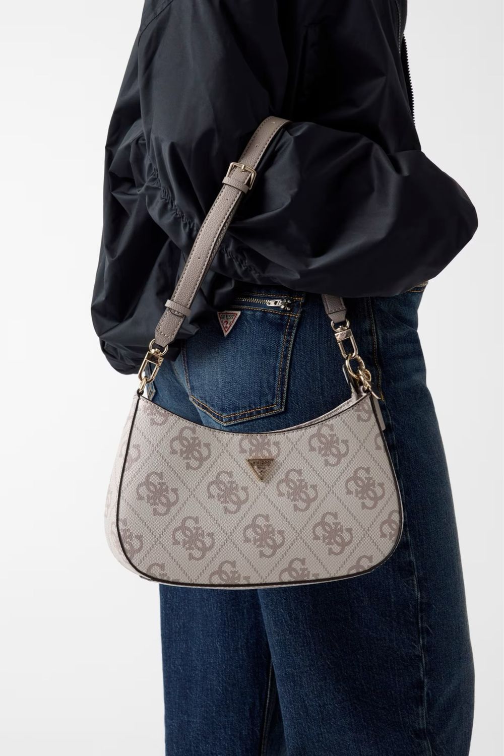 GUESS Borsa a spalla noelle Maxi Logo Dark Taupe