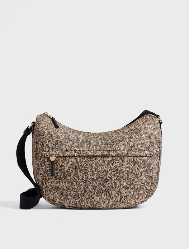 Borbonese B-Club Luna bag Medium OP Naturale/Nero Borbonese B-Club Luna bag Medium OP Naturale/Nero