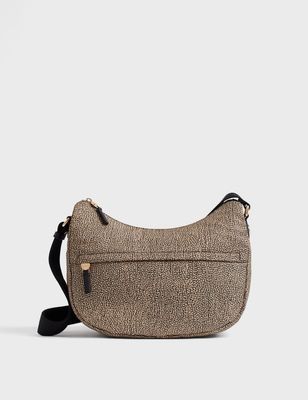 Borbonese B-Club Luna bag Middle OP Naturale/Nero Borbonese B-Club Luna bag Middle OP Naturale/Nero
