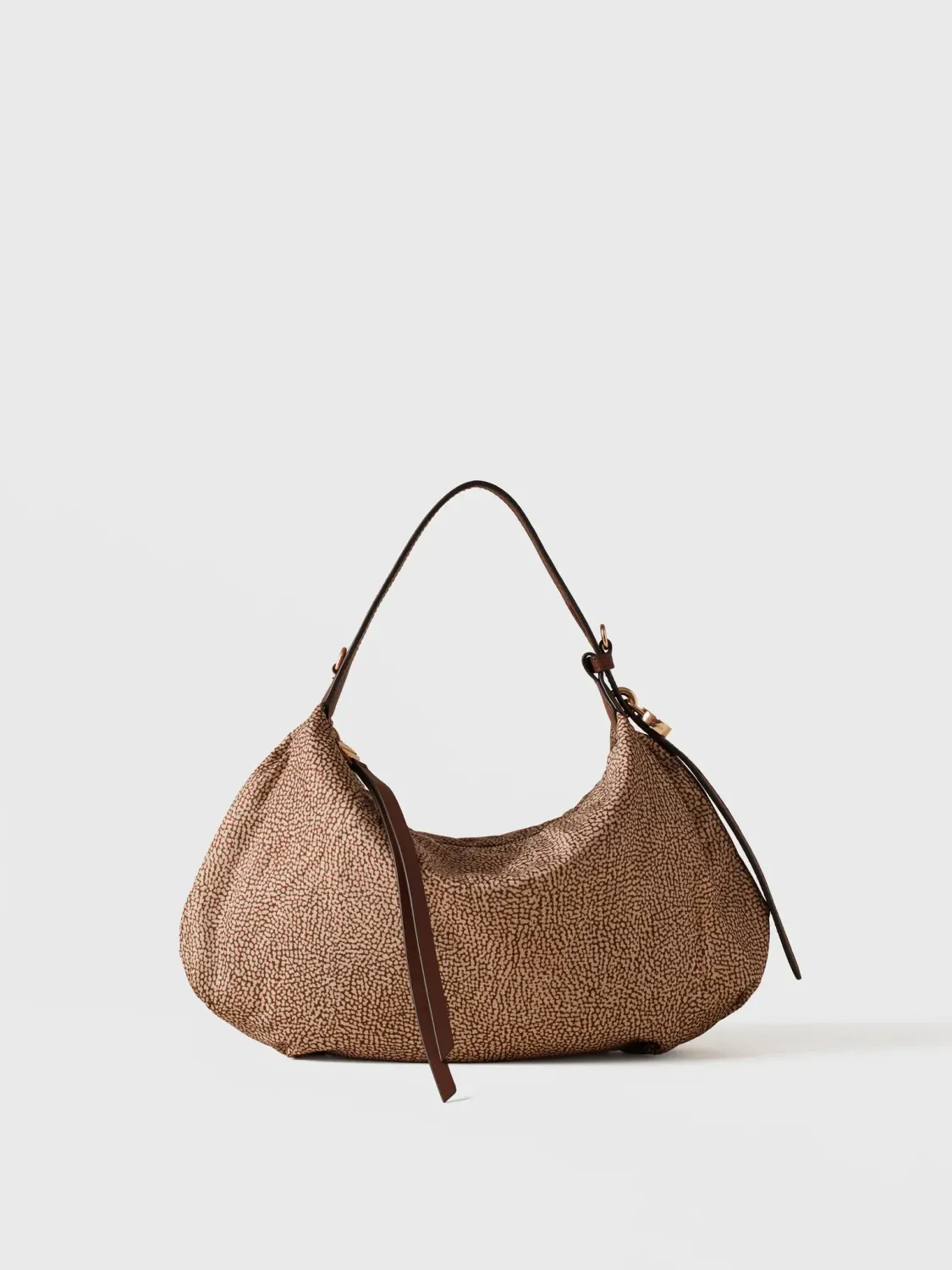 Borsa Hobo bag Borbonese Prive Small op Beige Brown Borsa Hobo bag Borbonese Prive Small op Beige Brown