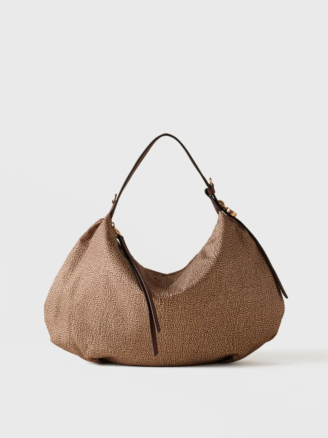 Borsa Hobo bag Borbonese Prive Medium Op Beige Brown Borsa Hobo bag Borbonese Prive Medium Op Beige Brown