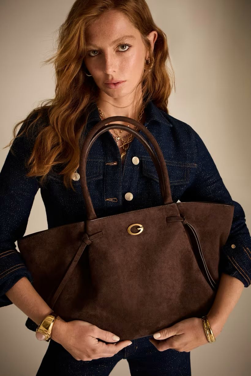 Guess Tote Allegra Camoscio Marrone Guess Tote Allegra Camoscio Marrone