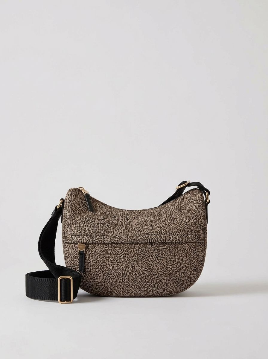 Borbonese B-Club Luna bag Small Op Natural Black Borbonese B-Club Luna bag Small Op Natural Black
