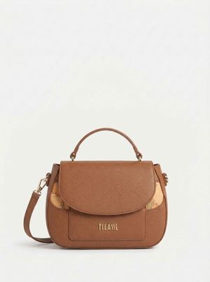 Alviero Martini Prima Classe Borsa a Mano con patta e tracolla West City Castagna