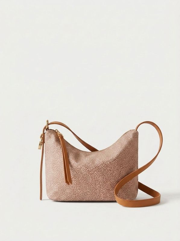 Borbonese Tracolla Privè Small Op Beige/Brown