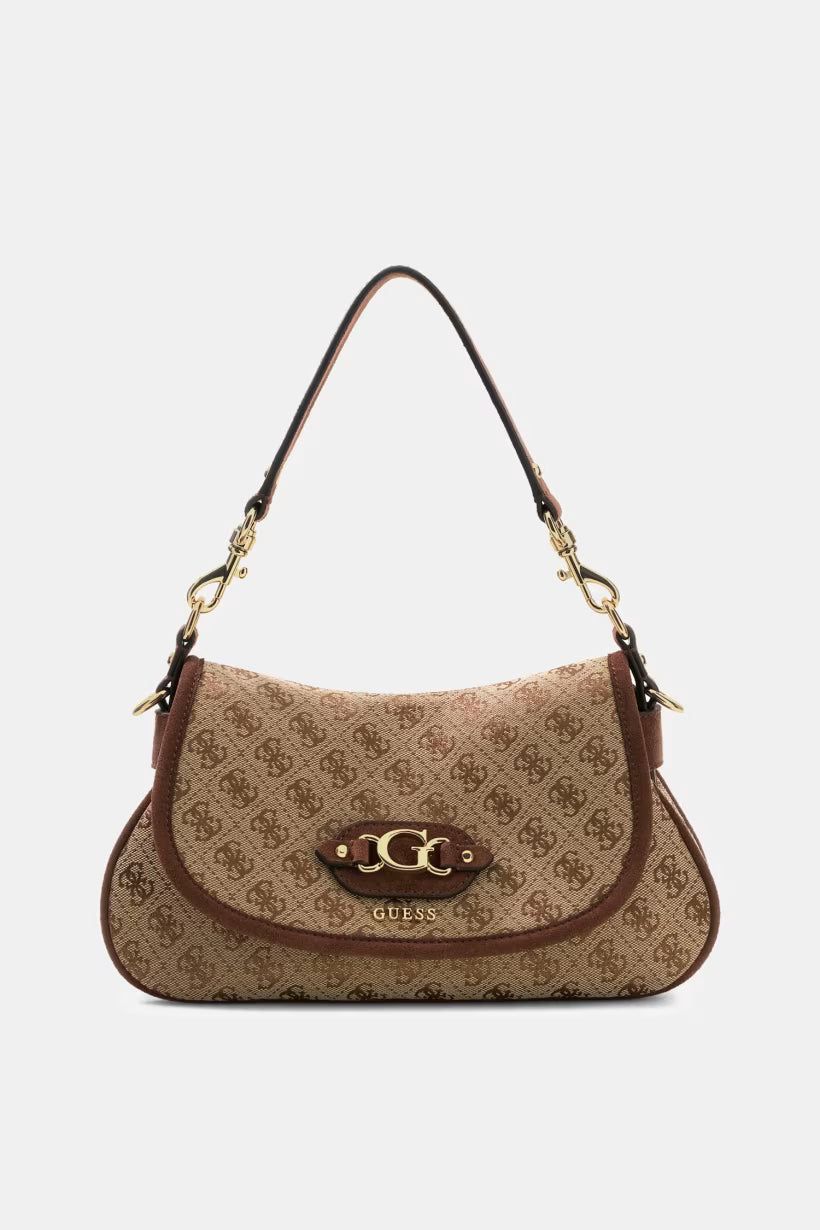 Borsa a spalla GUESS Samantha Flap Latte Logo/Brown