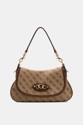 Borsa a spalla GUESS Samantha Flap Latte Logo/Brown