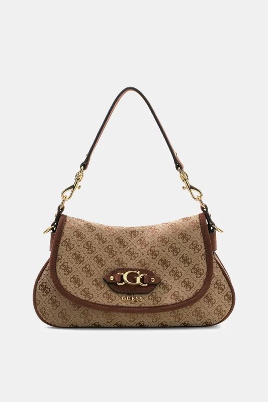 Borsa a spalla GUESS Samantha Flap Latte Logo/Brown Borsa a spalla GUESS Samantha Flap Latte Logo/Brown