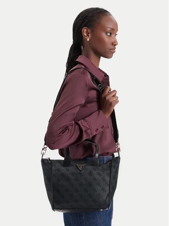 GUESS Borsa tote piccola Adrian Logo Travel Coal Logo