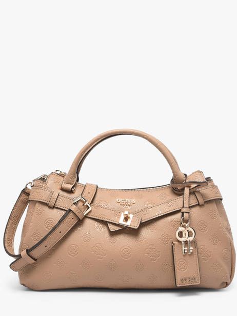 Borsa GUESS Ella Logo Girlfriend Satchel Beige Logo PD974605