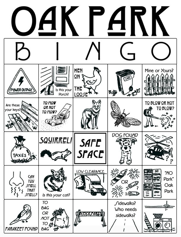 Oak Park BINGO SINGLE Notecard