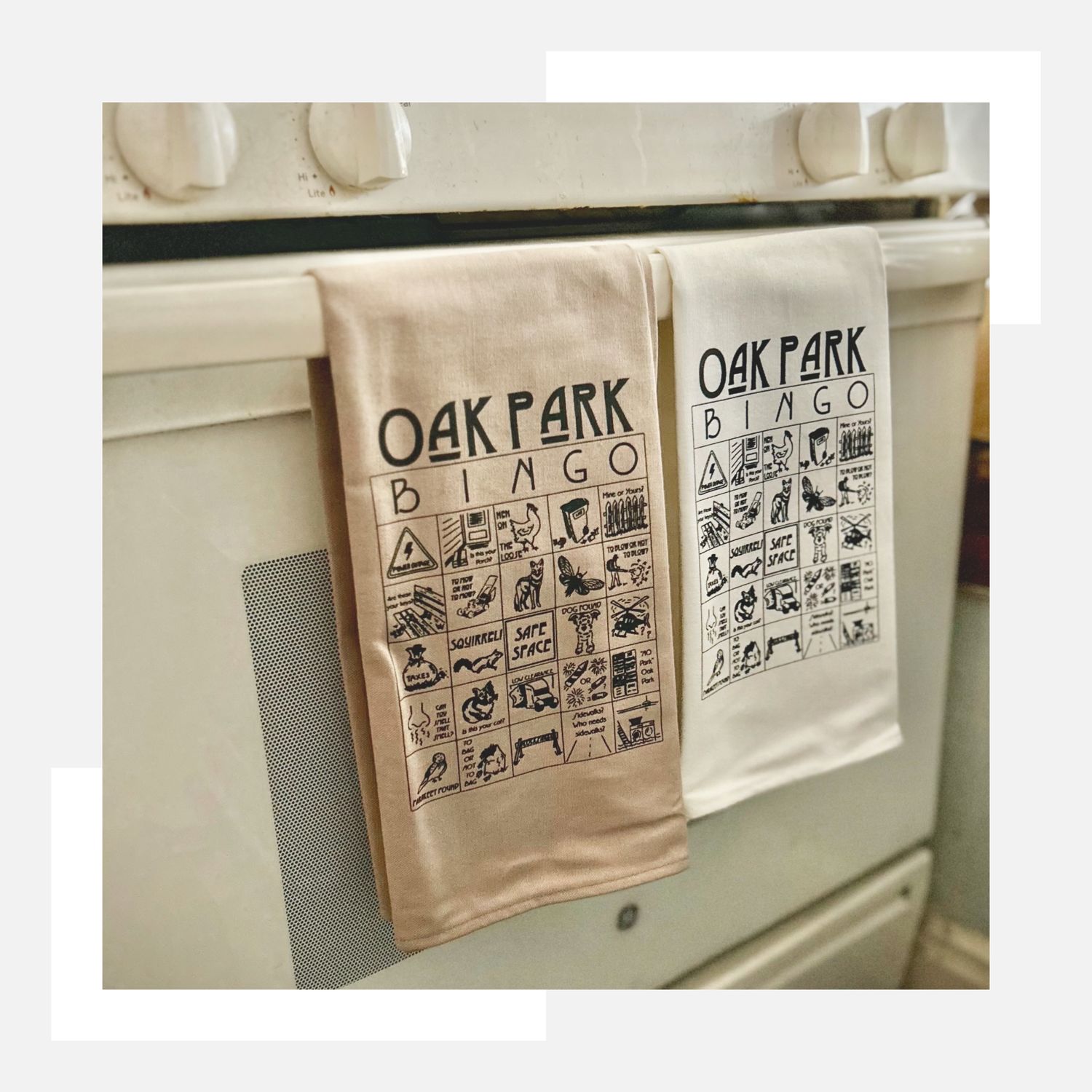 Oak Park BINGO Tea Towel- CREAM