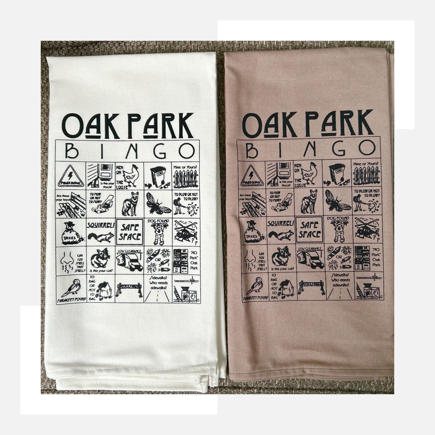 Oak Park BINGO Tea Towel- CREAM