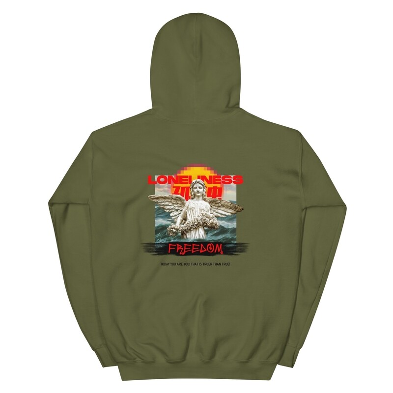 Unisex Hoodie ,,Loneliness" (military green, black)