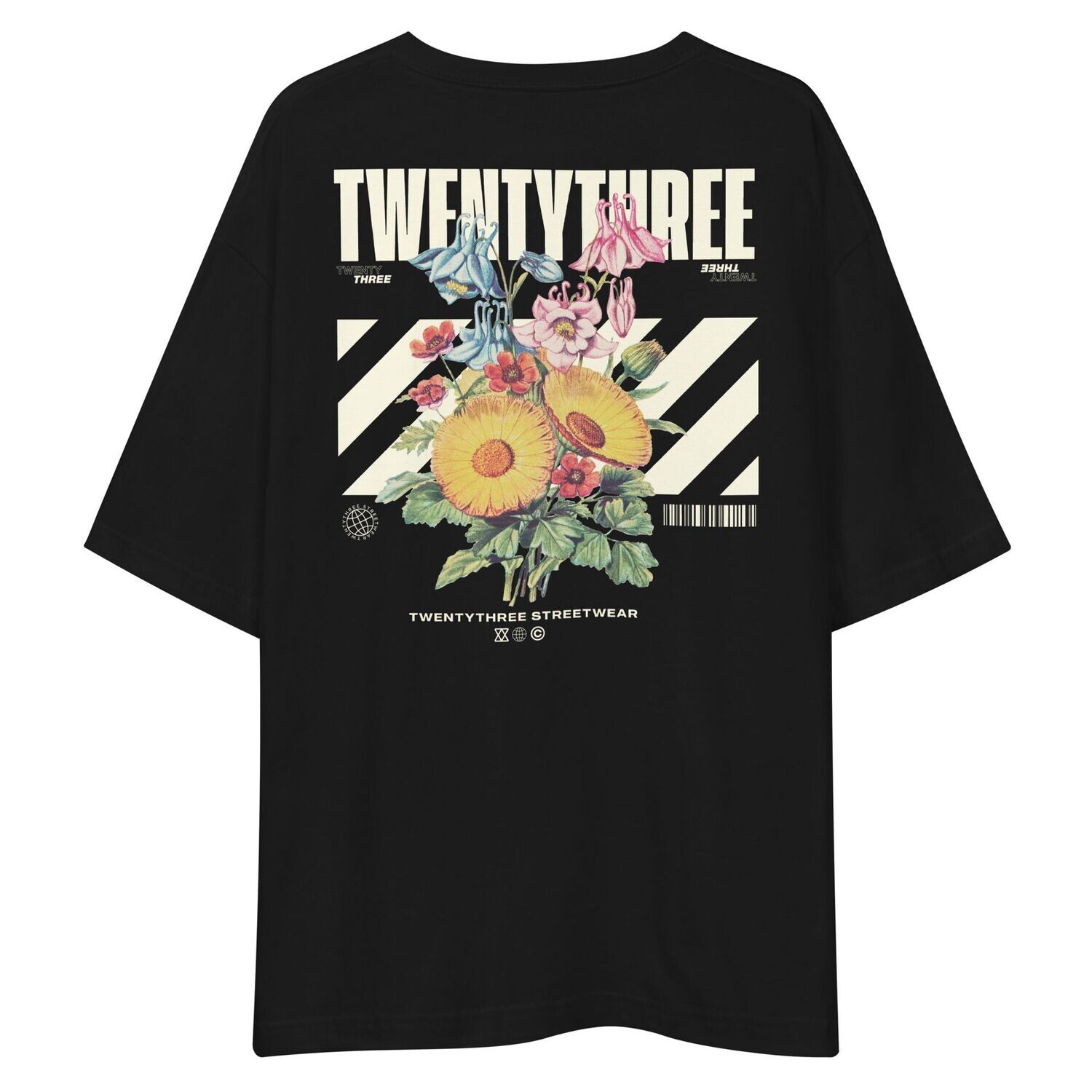Unisex Oversize Shirt ,,Twentythree Flower" (black)