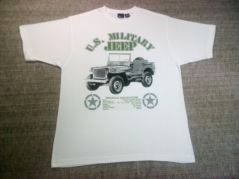 T-SHIRT - XL - U.S. Military "Jeep Gris" Fiche Technique