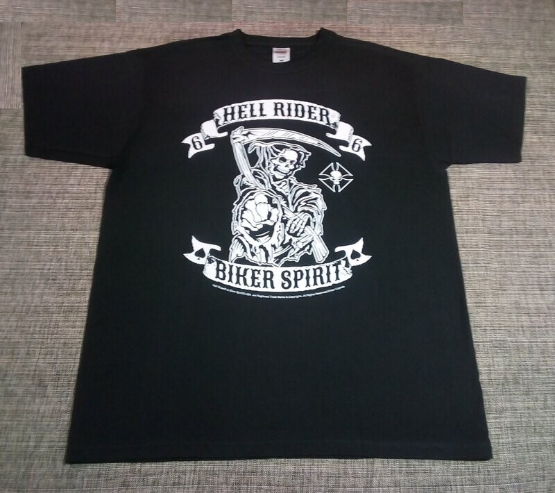 T-Shirt - 2XL - Faucheuse avec sa Fourche vous Pointe Le doigt vers Vous pour une mise en Garde Logo - T-Shirt - 2XL - Faucheuse avec sa Fourche vous Pointe Le doigt vers Vous pour une mise en Garde Logo - "Hell Rider" & "Biker Spirit" en Fond Blanc