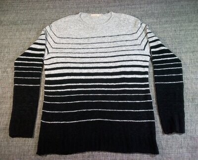 Pull-Over - Taille 50/52 - Sur une Couleur Blanc avec un Dégradé de Rayures Noir/Gris