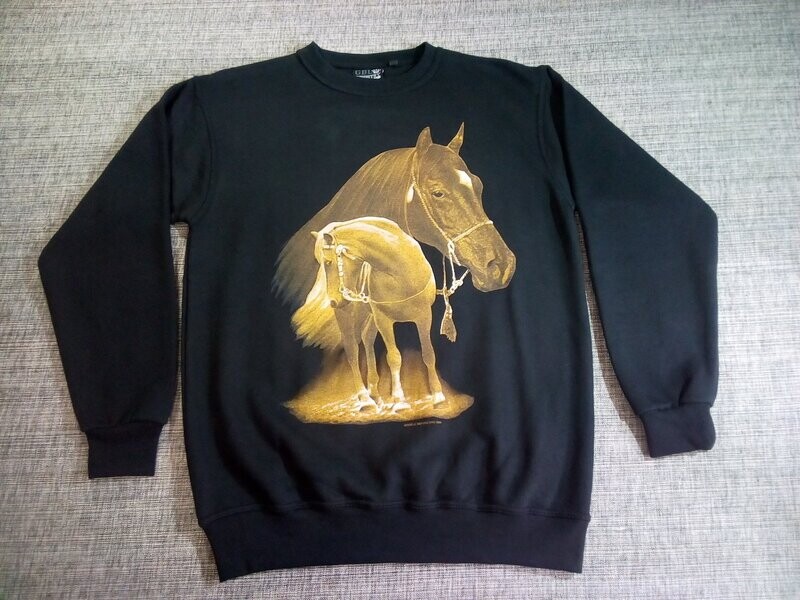 Pull-Over - 2XL - Portrait d'un Magnifique Cheval de Couleur Marron et Devant Lui un Cheval de Couleur Camel, Représentation de la Beauté de Chevaux Pull-Over - 2XL - Portrait d'un Magnifique Cheval de Couleur Marron et Devant Lui un Cheval de Couleur Camel, Représentation de la Beauté de Chevaux