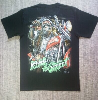 T-Shirt - M - Un Gorille Biker sur Moto Rouille/Orange et le Roi de la Route soit "King of the Street".