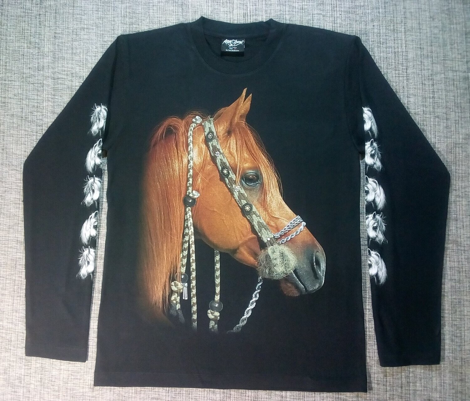 T-Shirt - S - Portrait d'un Cheval Marron avec un  Style Équestre