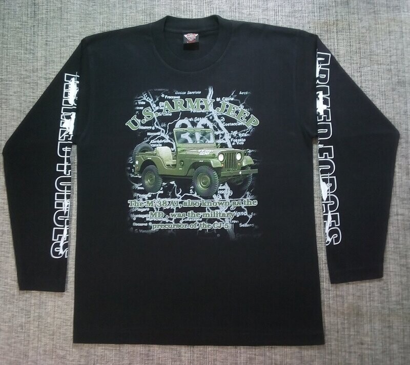 T-Shirt - L - Jeep M38-A1 de Couleur Vert, "U.S. ARMY JEEP" Également Connu sous le Nom "MD" Était le Précurseur du "CJ-5"
