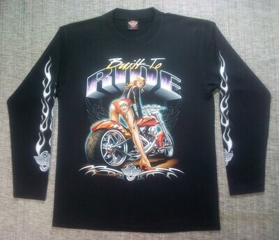 T-SHIRT - L - Super Girl "Monter en Califourchon sur sa Moto Rouge" - Bailt To Ride"