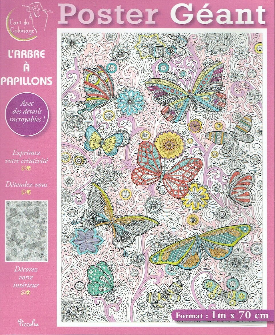Grand Coloriage, "L'arbre à Papillons", Un Poster Géant de 1 m x 70 cm, Réaliser vos Couleurs pour créer un Arbre à Papillons...